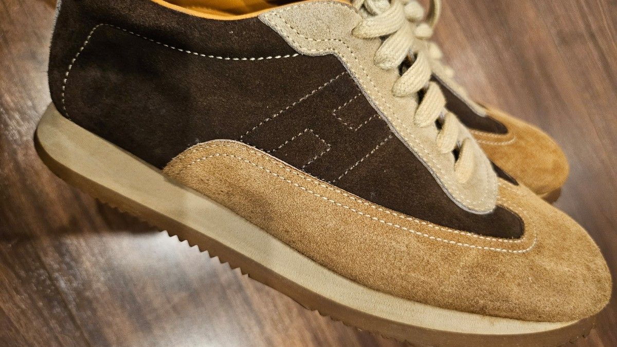 エルメス スエードスニーカー ブラウン ベージュ カジュアルシューズ