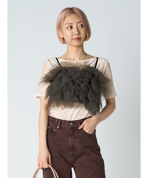 LILY BROWN（リリーブラウン）の「ラッフルチュールビスチェ（ベスト