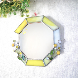 ミモザの八角形の鏡 (20size/max21） ステンドグラス ドレッサー