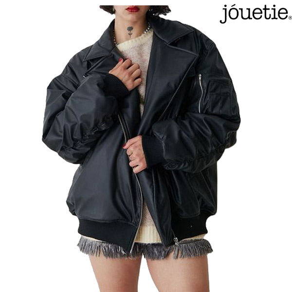 jouetie ( ジュエティ ) - フェイクレザーライダースMA-1ジャケット