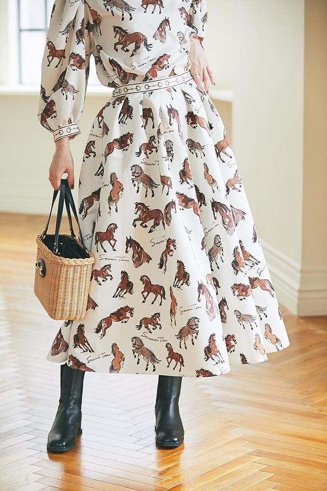 40％off】ホースプリントスカート(オフホワイト) - seventen