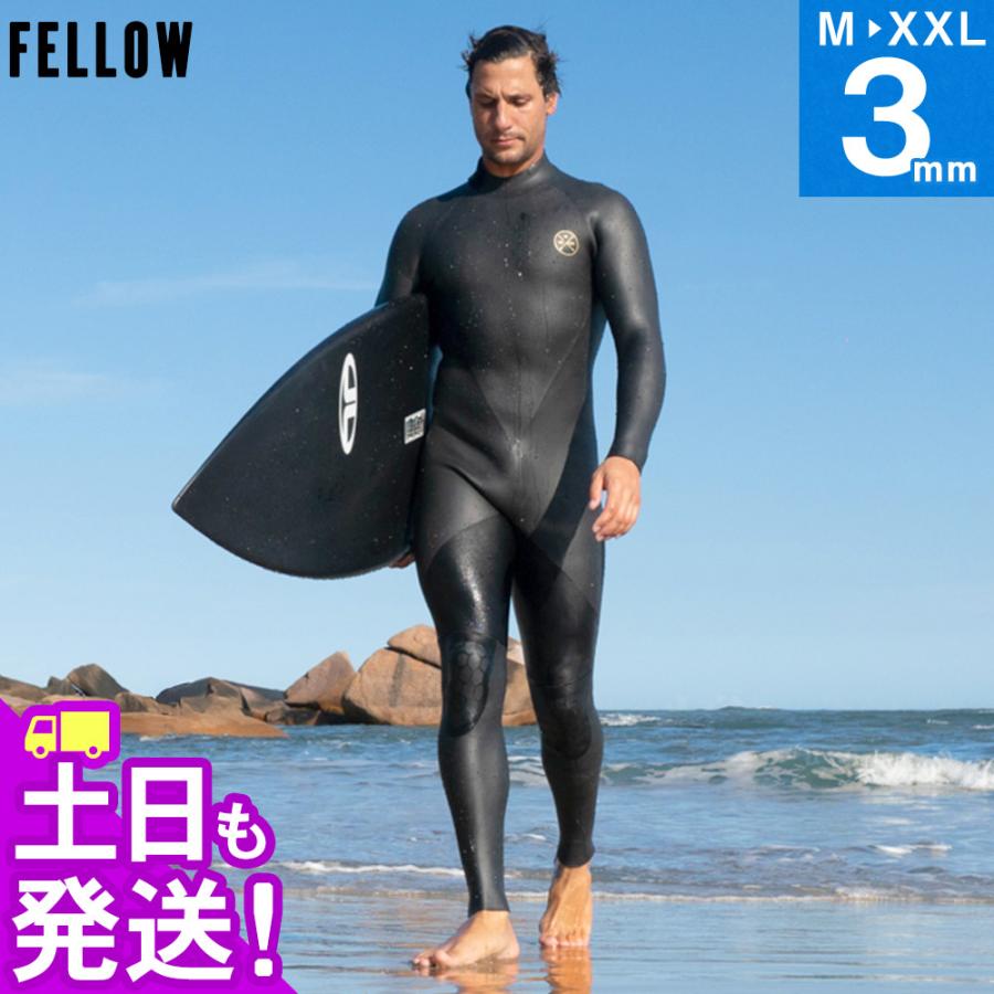 FELLOW ウェットスーツ フルスーツ バックジップ メンズ 3mm ラバー