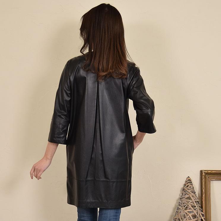 爆買 ノーカラーコート ラム レザー 本革 本皮 レザージャケット 革