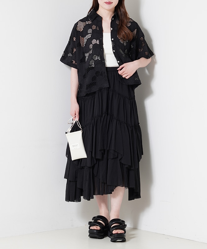 コットンティアードスカート BLACK | ALL ITEM | ROOM903 online