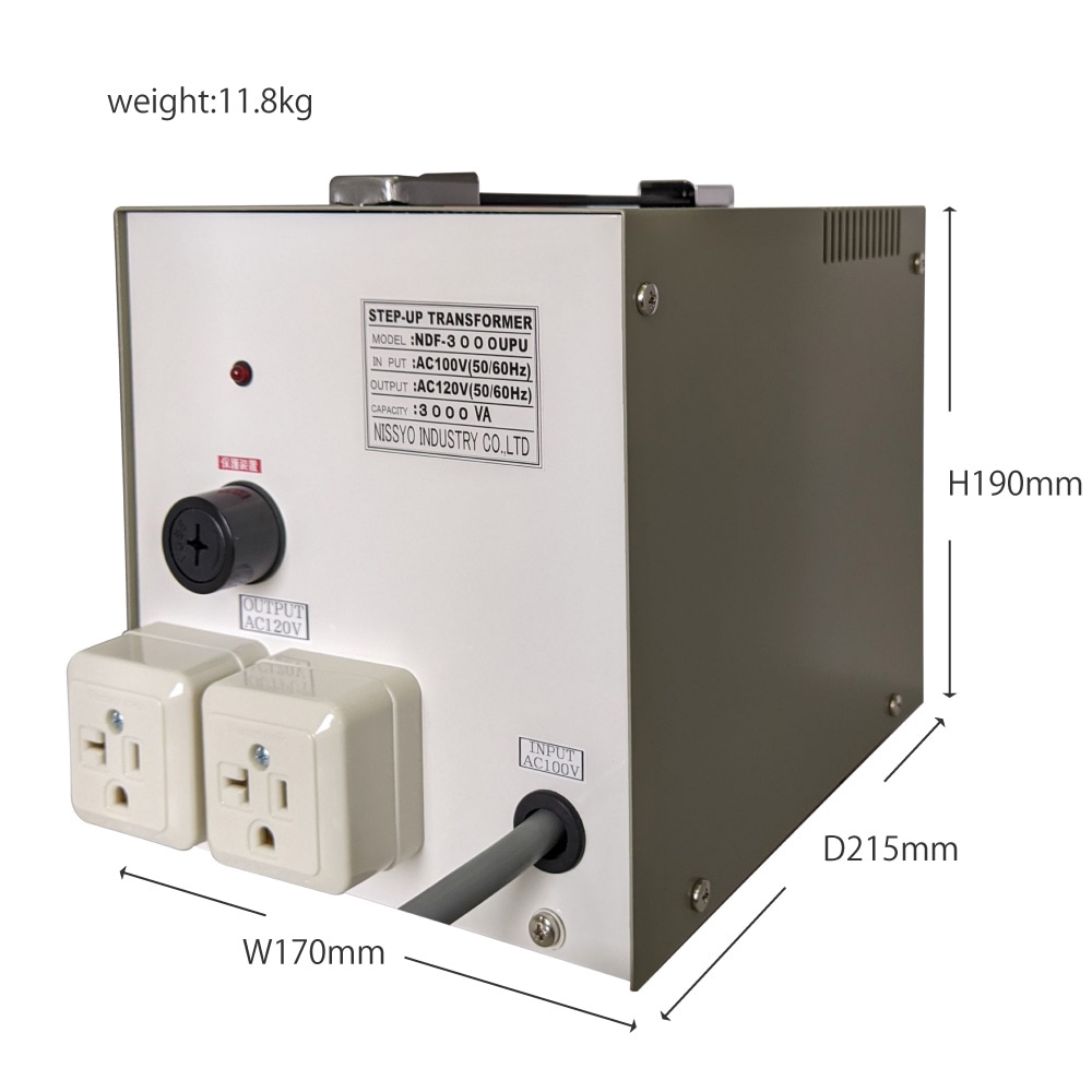 NDF-3000UPU 国内用 3000W 変圧器 アップトランス [日章工業] | 海外