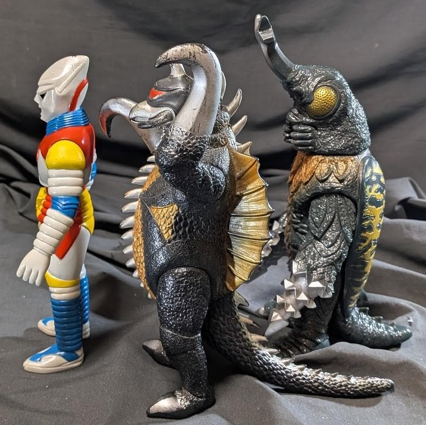 ジェットジャガー・メガロ・ガイガン（バンダイ）昭和ゴジラ登場怪獣 ソフビ３体