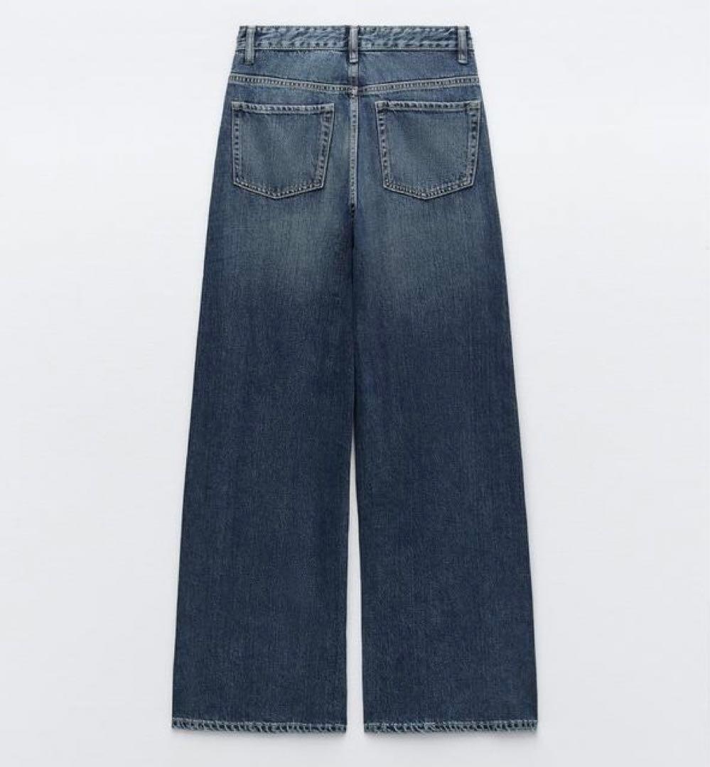 ZARA ワイドレッグ ミッドライズ デニムパンツ ジーンズ 36 ワイド