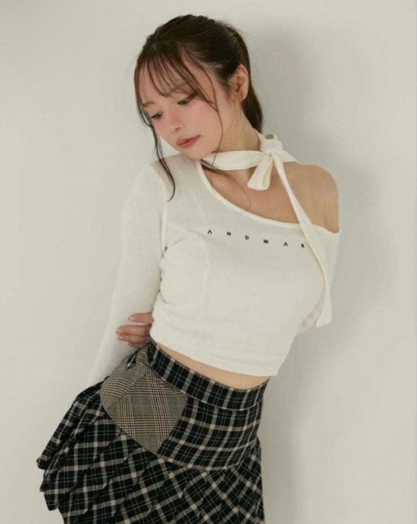 トップス andmary Nana ribbon oneshoulder tops ANDMARY】Nana ribbon oneshoulder tops