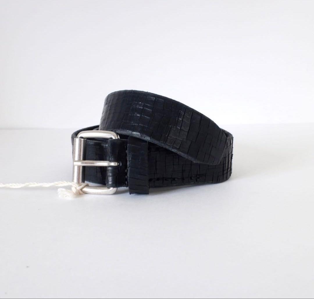 小物 Our Legacy 3CM BELT Laser Crack Leather Our Legacy - 3 cm Belt Laser Crack Black Leather.